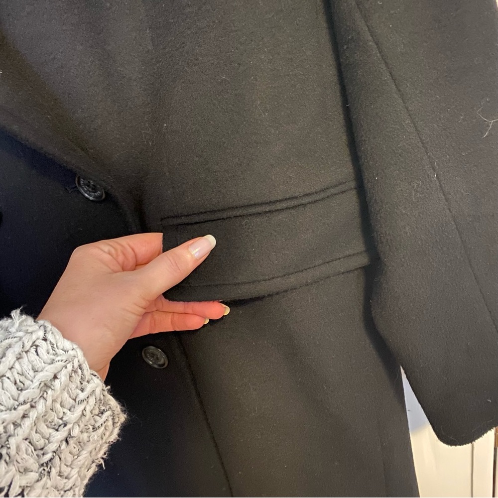 Lauren Ralph Lauren Black Double-Breasted Wool-Blend Coat - Picture 9 of 12